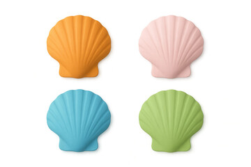 Fototapeta premium Vibrant scallops gleaming against clean backdrop, capturing seaside relaxation and marine beauty with soft pastel shells