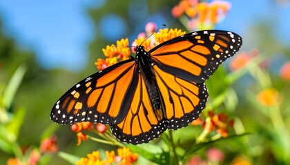 Naklejka premium Monarch butterfly on flower