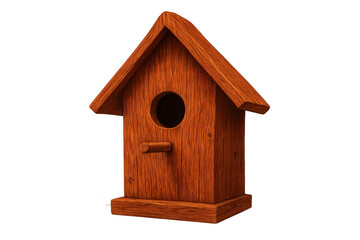 Classic wooden birdhouse isolated on transparent background, offering a safe haven for birds seeking nesting sites