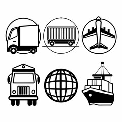 Illustration of various means of transportation isolated on white background