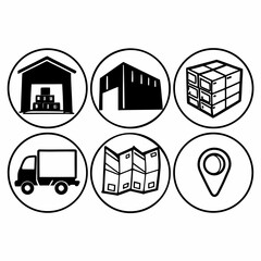 Delivery and shipping icons representing global logistics, isolated on white background