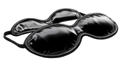 Black sleeping eye masks set isolated on white