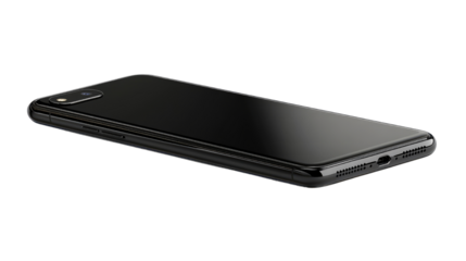 Black smartphone with blank screen cut out on white