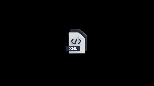 3D Animation of XML File 3D Icon. File Format Concept