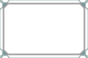 Oriental Frame Design Traditional Chinese Style Border with Geometric Corner Ornament. Lines Green Black Isolated. 843