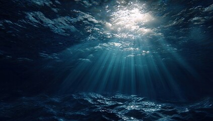 Sunlight streams through dark, underwater clouds