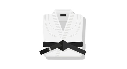 Folded traditional martial arts gi with black belt for rank achievement
