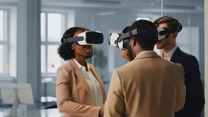 Business team exploring virtual reality in modern office - Powered by Adobe