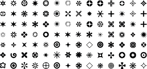 collection of 81 geometric symbols icons grid pattern for vector graphic design branding interface pack minimal stylish