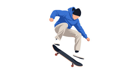 Obraz premium Skateboarder performing aerial trick in a stylized vector illustration