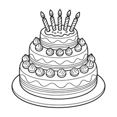 Decorative Wedding Cake with Three Layers - Fun Cake Illustration for Kids