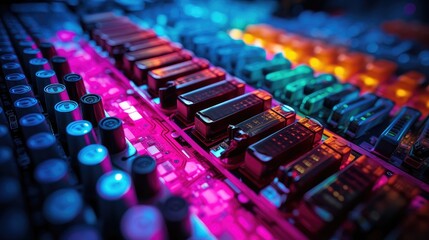 Fototapeta premium Electronic mechanical keyboard background