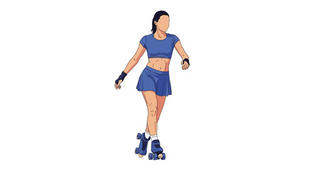 Stylized illustration depicting a roller skater in motion on white background