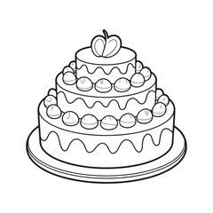 Three-Tier Cake with Icing and Sweet Decorations - Ideal for Kids' Birthday and Wedding Art