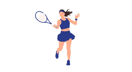 Vector illustration of a sporty woman playing tennis on a white background