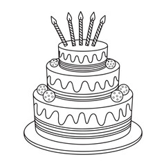 Three-Tier Wedding Cake with Icing and Decorations - Fun and Sweet Coloring Art for Kids