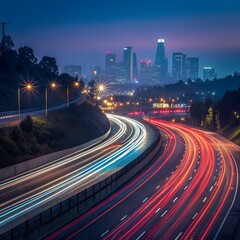 Fototapeta premium traffic on highway at night