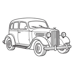 Classic Car on a Country Road with Mountains - Vintage Vehicle Illustration for Kids