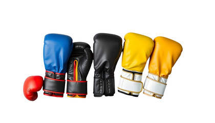 Boxing gloves in different colors, ready for a fight