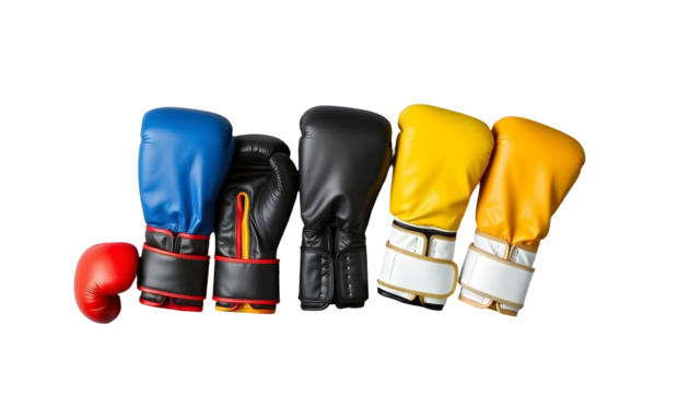 Boxing gloves in different colors, ready for a fight - Powered by Adobe