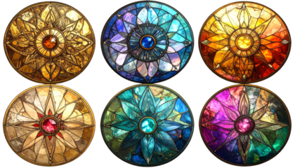  Intricate Gem-Inspired Mandala Collection, Cut Out on a Transparent Background PNG