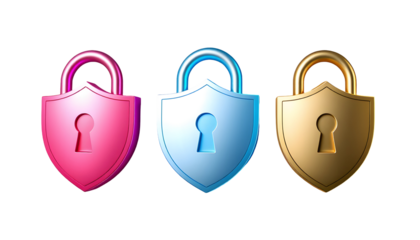 Colorful 3D Padlocks Security and Protection Icons