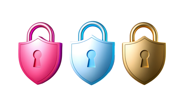 Colorful 3D Padlocks Security and Protection Icons