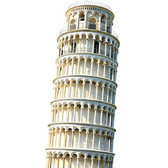 Leaning tower pisa white marble isolated on a transparent background leaning tower of pisa