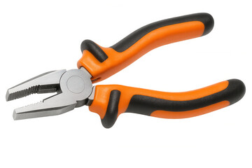 Obraz premium Combination pliers featuring orange and black handles isolated on a transparent background, ideal for construction and diy projects