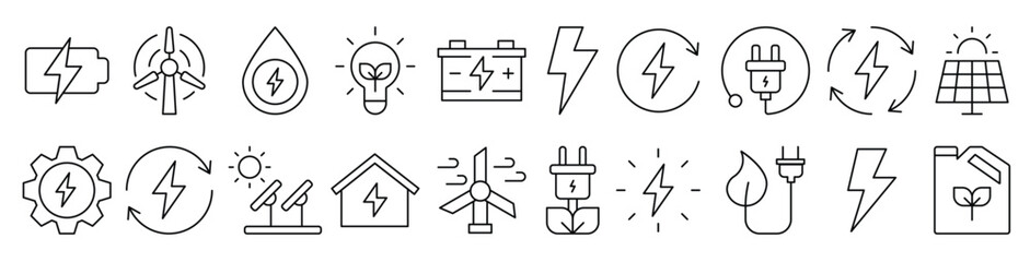 Collection of Icons of Green Energy Drawn with Thin Line for apps, web sites, banners, infographics and other types of design © Tyler
