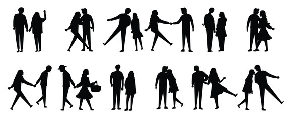 collection of illustration silhouettes of a couple of lovers