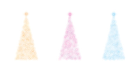 ひかるクリスマスツリー　光彩　グラフィック素材　オレンジ　ピンク　青　png