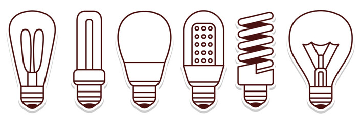 Electricity lamp icon set