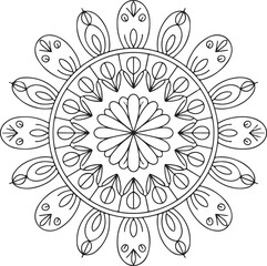 Hand-drawn Mandala Design with Floral Pattern, Ideal for Meditation and Spiritual Themes
