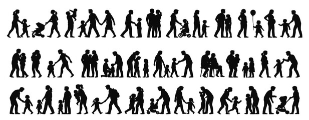 Diverse family silhouettes showcase multigenerational love