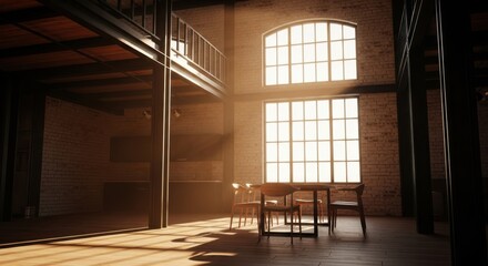 Sunlit Loft Space With Industrial Design Elements