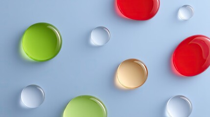 Glossy Holographic 3D Blobs on Blue Background