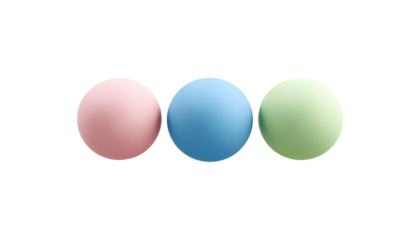 Three colorful easter eggs isolated on transparent background