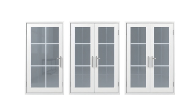 Exterior French Doors with Glass Panes in White Frame