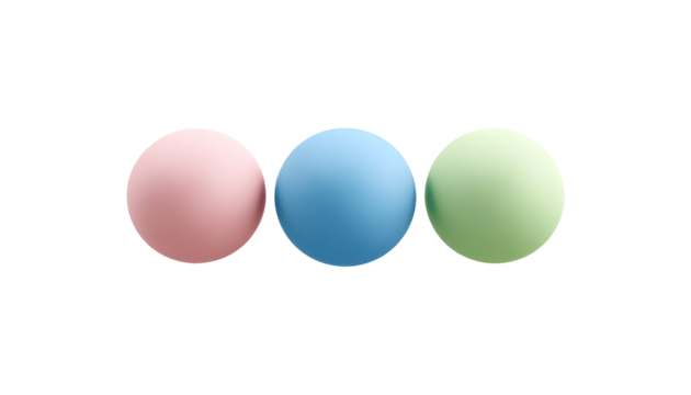 Three colorful easter eggs isolated on transparent background