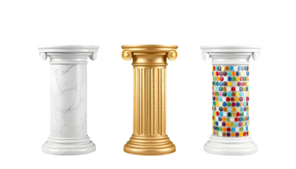 Three ornate pillars in a row