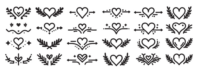 Heart Text Dividers Clean and Simple vector