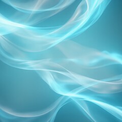 Obraz premium An elegant, abstract background of flowing, translucent ribbons of light in a serene teal color. This modern, fluid design suggests technology, energy, or gentle motion.