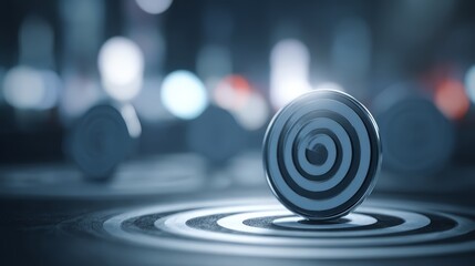 A focus on precision with a target symbol amidst a blurred background.