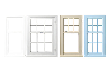 Collection of Four Different Window Styles with Transparent Backgrounds