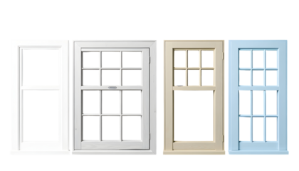 Collection of Four Different Window Styles with Transparent Backgrounds