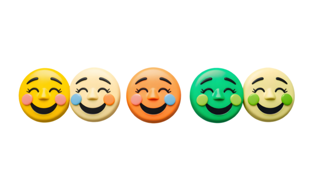 Happy Smiling Emoji Faces in a Row
