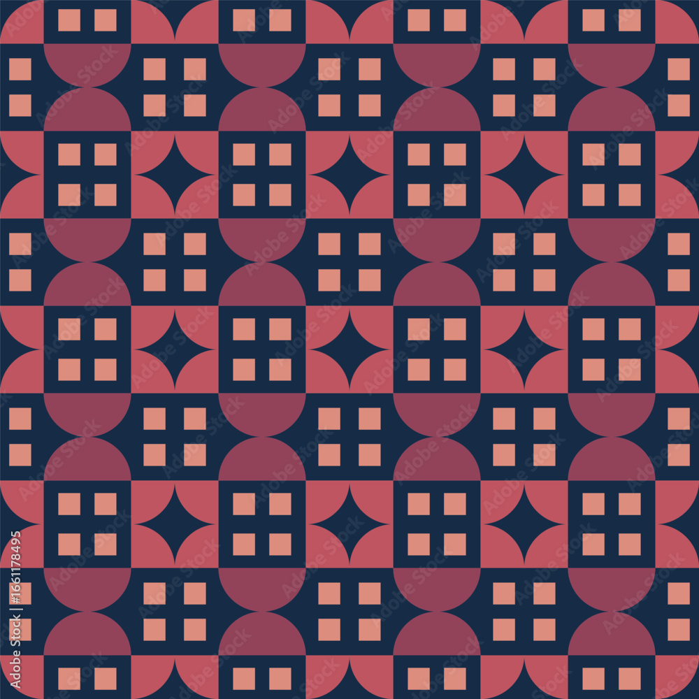 Poster geometric flat style abstract circle and square detailed repeat pattern