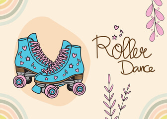 Roller Dance Retro Roller Skates with Floral and Musical Accents