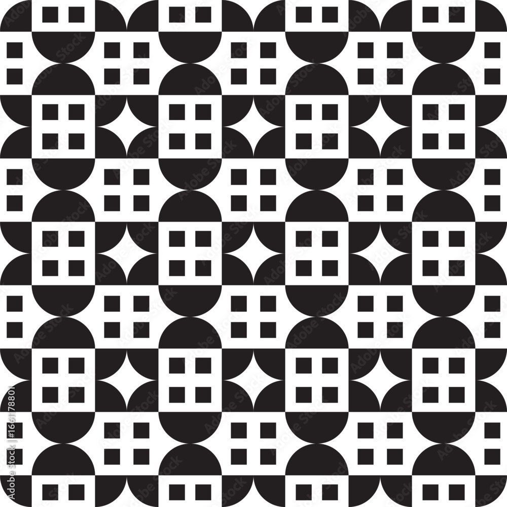 Poster monochrome geometric circle square repeating shape abstract pattern